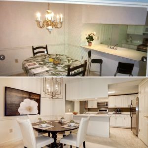 before and after staged condo at the Williamsburg Arlingtion listed by the best Arlington realtor Renata Briggman